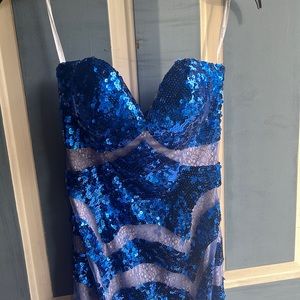 Jovani Blue Sequin Prom Dress